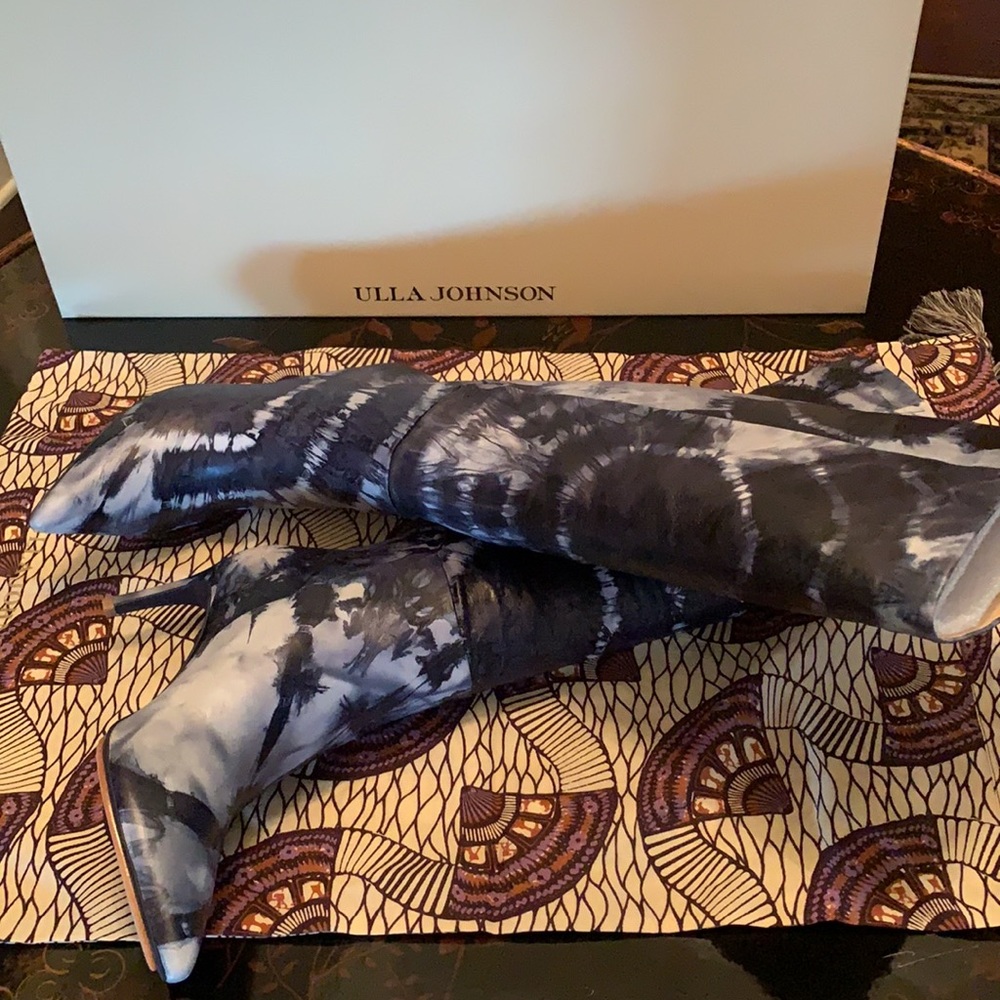 ULLA JOHNSON LAMB LEATHER TIE DYE DEVERA BOOT IN INDIGO SIZE EU 8.5 - Picture 3 of 9